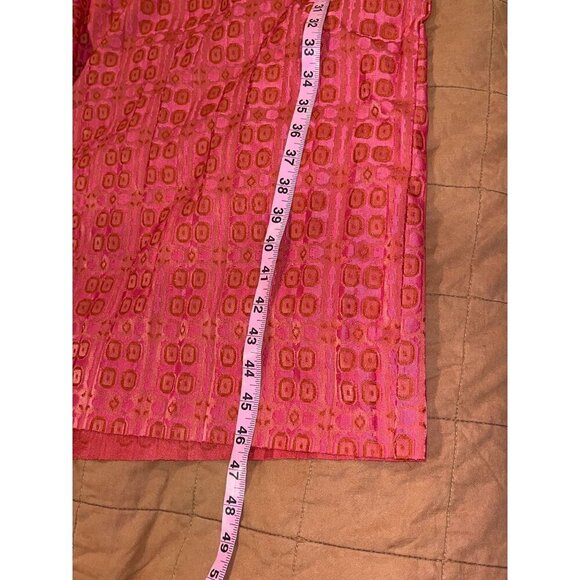 Zara Red Long Sleeve V-Neck 70's Retro Print midi Dress Women's Size M - Picture 7 of 9